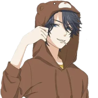 🚬 Anime, Niedźwiedź, Bluza z kapturem, Słodki, Męski, Lizak telegram sticker