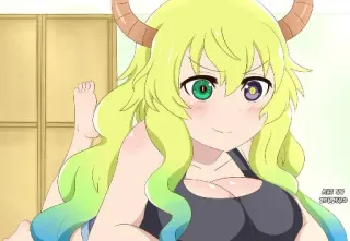 🙂 Lucoa Miss Kobayashi's Dragon Maid Anime, Naga, Tanduk, Lucu, Lucoa telegram sticker