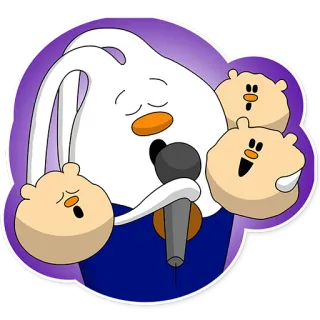 😃 cartoon, singing, microphone, music, character, art, illustration telegram sticker