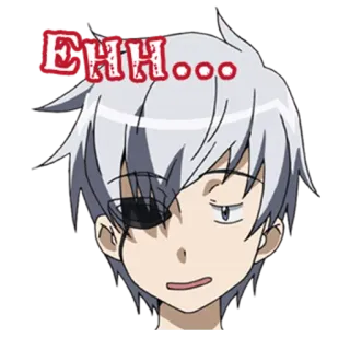 😅 EHH... anime, character, expression, eye patch, face, grey hair telegram sticker