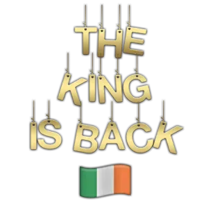 👑 THE KING IS BACK король, назад, флаг, ирландия, ирландский, золото, праздник whatsapp sticker