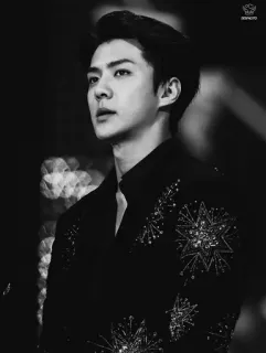 ➖ homem, preto e branco, retrato, kpop, cantor, celebridade telegram sticker