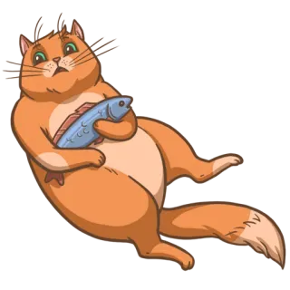 😟 cat, fish, animal, pet, orange cat telegram sticker