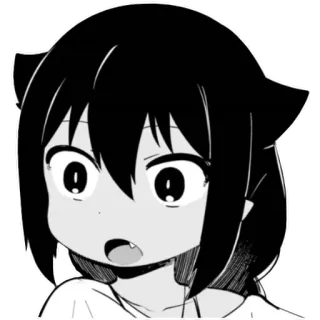 😮 Anime, Manga, Orejas de gato, Sorprendido/a, Lindo/a, Dibujos animados telegram sticker