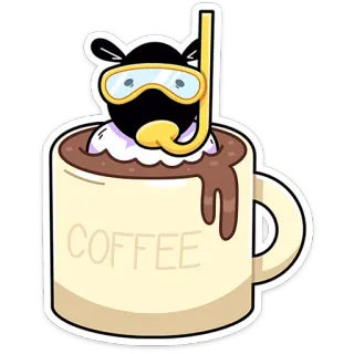🐏 COFFEE koffie, mok, snorkel, cartoon, dier, drank whatsapp sticker