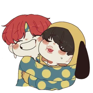 😁 만화, 귀여운, 포옹, 우정 telegram sticker