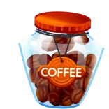❤️ COFFEE caffè, barattolo, chicchi, bevanda, caffeina telegram sticker