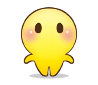 😶 Emoji, Słodkie, Żółty, Rumieniec, Kreskówka, Postać whatsapp sticker
