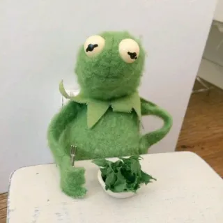 🐸 Kermit Kermit la rana, Muppet, Mangiare insalata, Meme, Burattino, Verde, Feltro telegram sticker