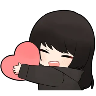 🖤 anime, girl, cute, heart, love, hug telegram sticker