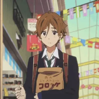 🍪 肉の シャストミート อนิเมะ, ชุดนักเรียน, ข้อความภาษาญี่ปุ่น, การ์ตูน, เด็กผู้ชาย whatsapp sticker