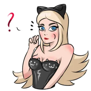 😋 кот, аниме, женщина, вопрос, каваий, блондинка telegram sticker