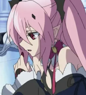 👑 Krul Tepes Owari no Seraph Anime, Vampir, Krul Tepes, rambut merah muda telegram sticker