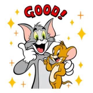 👍 Tom and Jerry GOOD! cartoon, friendship, positive, good, thumbs up, cat, mouse telegram sticker
