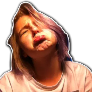 😣 cara, expresión, puchero, adolescente, retrato, gracioso, chica telegram sticker
