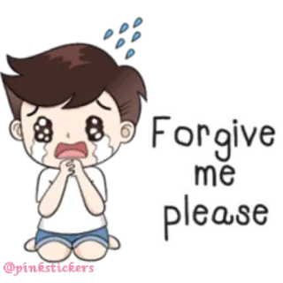 🙏 Forgive me please apology, forgiveness, sad, cartoon, pleading, crying telegram sticker