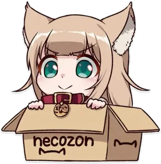 ✨ necozon Аниме, Девушка-кошка, Чиби, Милый, Неко, Коробка whatsapp sticker
