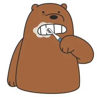 🧼 orso, cartone animato, animale, denti, spazzolino da denti, igiene, spazzolatura telegram sticker
