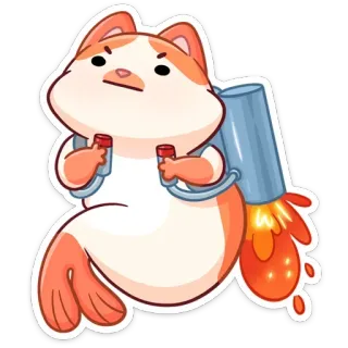 🚀 Katze, Rakete, Tier, süß, Aufkleber, Cartoon telegram sticker