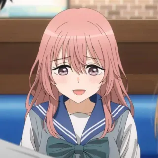 😅 Marin Kitagawa My Dress-Up Darling Anime, Mangá, Fofo, Garota, Cabelo rosa, Uniforme escolar, Marin Kitagawa, My Dress-Up Darling telegram sticker