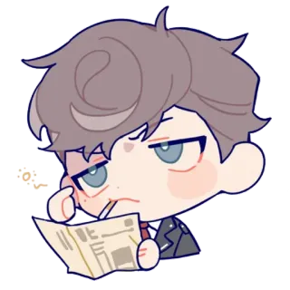 😕 membaca, koran, pria, serius, karakter telegram sticker
