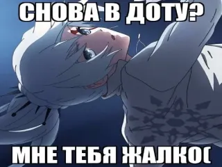 🤨 СНОВА В ДОТУ?
МНЕ ТЕБЯ ЖАЛКО! anime, russian, dota, text, sad, meme telegram sticker