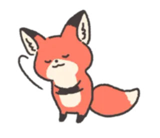 😌 狐狸, 动物, 卡通, 可爱, 困, 橙色 telegram sticker