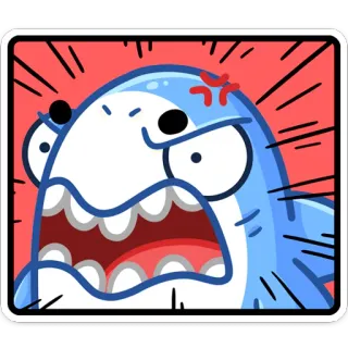 😡 bravo, tubarão, desenho animado, agressivo, rabugento, peixe telegram sticker