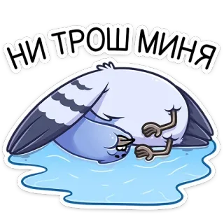 😭 НИ ТРОШЬ МИНЯ bird, pigeon, slumped, sad, cartoon telegram sticker