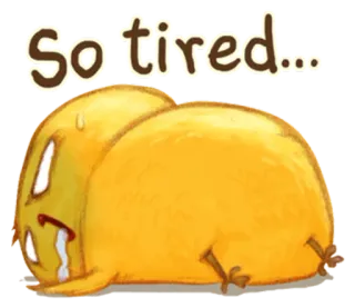 🐤 So tired... cansado, exaustão, triste, desenho animado, amarelo, sonolento, estressado whatsapp sticker