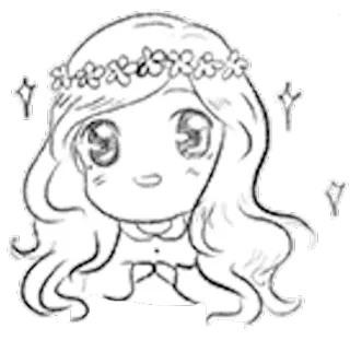 ✨ imut, chibi, anime, gadis, mahkota bunga, ilustrasi telegram sticker