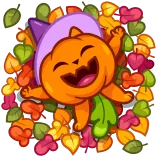 😄 Halloween, citrouille, chat, feuilles, automne, automne, chapeau de sorcière, mignon telegram sticker