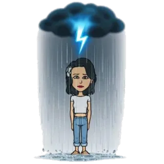😔 traurig, wolke, regen, sturm, bitmoji, cartoon telegram sticker