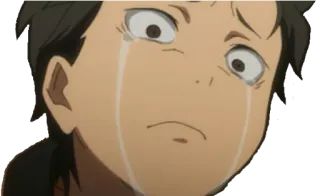 😢 Subaru Natsuki Re:Zero anime, crying, sad, emotion, tears telegram sticker