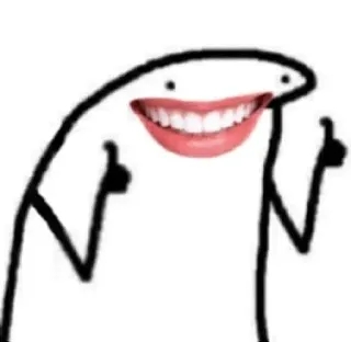 😁 Strichmännchen, Daumen hoch, Lächeln, Zähne, Cartoon telegram sticker