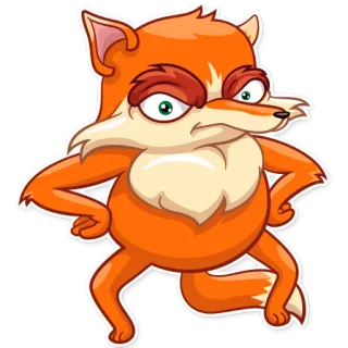 😐 fox, animal, cartoon, illustration, mammal, character, angry telegram sticker
