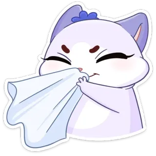 🤧 chat, anime, mouchoir, mignon, kawaii, autocollant whatsapp sticker