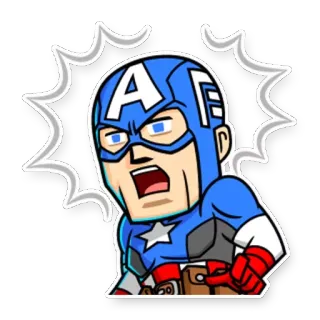 😱 Captain America Captain America, pahlawan super, Marvel, karakter komik, marah, Avenger, kartun telegram sticker