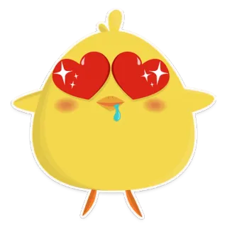 😍 kurczak, miłość, oczy, słodki, zwierzę, żółty, kawaii telegram sticker