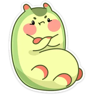😝 naklejka, kreskówka, słodki, zły, postać, zielony telegram sticker