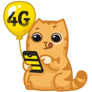 📱 4G chat, 4G, ballon, mobile, technologie, orange, jaune telegram sticker