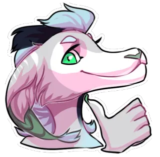 👍 Furry, Anthro, Chien, Pouce levé, Positif, Illustration, Autocollant whatsapp sticker