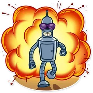 😎 Bender Futurama Бендер, Футурама, робот, мультфильм whatsapp sticker