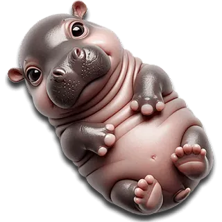 🫠 hippo, baby, cute, animal, cartoon, mammal telegram sticker