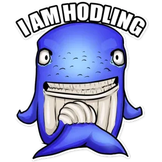 👌 I AM HODLING Baleia, Hodl, Criptomoeda, Investimento, Meme, Azul, Adesivo telegram sticker