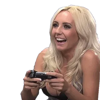 👾 femme, blonde, gaming, manette, playstation, joyeux telegram sticker