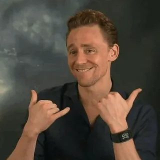 😉 Tom Hiddleston, actor, shaka sign, celebrity, portrait, man telegram sticker