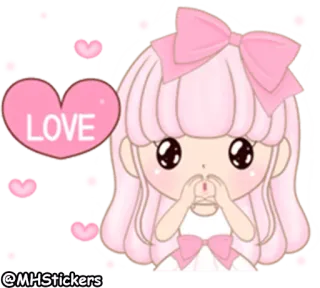 🙆‍♀ LOVE amore, cuore, carino, kawaii, rosa, ragazza, cartone animato telegram sticker
