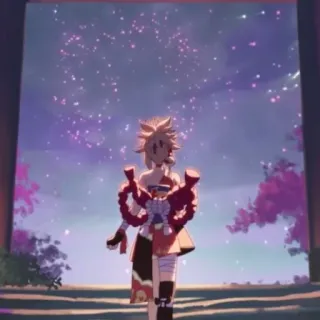 🎆 Yoimiya Genshin Impact Anime, Videojuego, Personaje, Femenina, Fuegos artificiales, Yoimiya, Genshin Impact whatsapp sticker