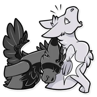 👿 Dessin animé, Animal, Drôle, Autocollant, Gris, Art, Mignon telegram sticker